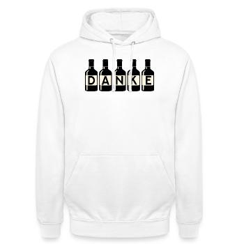 Dankeschön Danke Weinflaschen - Unisex Hoodie - Weiß - Vorne - AI Model Male 185 dark (185cm) & AI Model Female 172 dark (172cm)