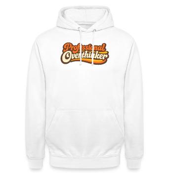 PROFESSIONAL OVERTHINKER Retro - Unisex Hoodie - Weiß - Vorne - AI Model Male 185 dark (185cm) & AI Model Female 172 dark (172cm)