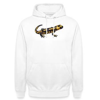 Fire salamander design - Unisex Hoodie - white - Front - AI Model Male 185 dark (185cm) & AI Model Female 172 dark (172cm)