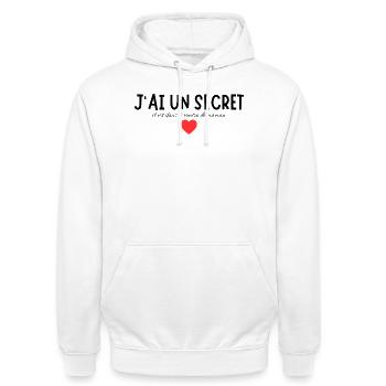 Message secret au symbole affectif - Sweat-shirt à capuche unisexe - blanc - Devant - AI Model Male 185 dark (185cm) & AI Model Female 172 dark (172cm)