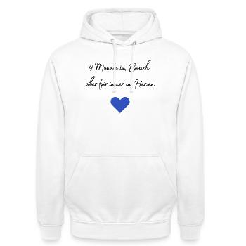 9 Monate im Bauch aber für immer im Herzen, Geburt - Unisex Hoodie - Weiß - Vorne - AI Model Male 185 dark (185cm) & AI Model Female 172 dark (172cm)