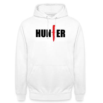 Chasseur sauvage - chasse - Sweat-shirt à capuche unisexe - blanc - Devant - AI Model Male 185 dark (185cm) & AI Model Female 172 dark (172cm)
