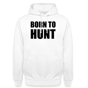 Né pour chasser - chasse - Sweat-shirt à capuche unisexe - blanc - Devant - AI Model Male 185 dark (185cm) & AI Model Female 172 dark (172cm)