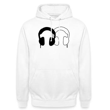 Headphones - Unisex Hoodie - white - Front - AI Model Male 185 dark (185cm) & AI Model Female 172 dark (172cm)