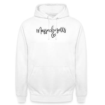 Massachusetts Heart Women's Love Massachusetts - Unisex Hoodie - Weiß - Vorne - AI Model Male 185 dark (185cm) & AI Model Female 172 dark (172cm)