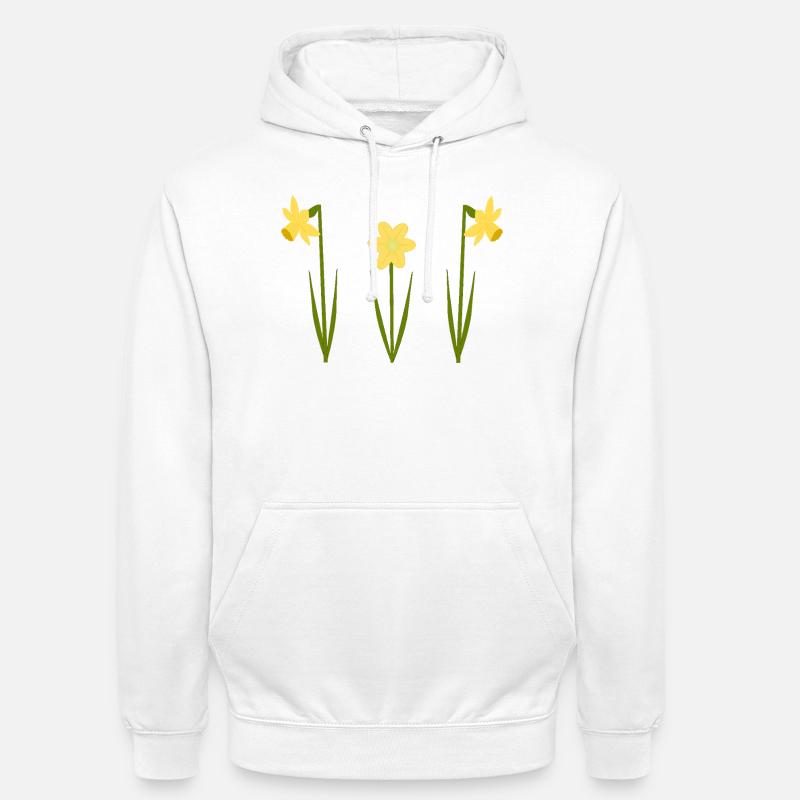 Mars bursdagsblomst påskeliljer i blomst - Unisex-hettegenser - hvit
