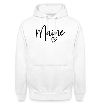 Cœur du Maine Amour des Femmes Maine - Sweat-shirt à capuche unisexe - blanc - Devant - AI Model Male 185 dark (185cm) & AI Model Female 172 dark (172cm)