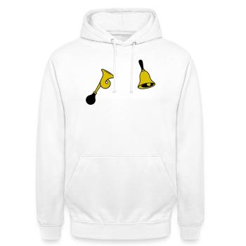 Bell & Horn - Unisex Hoodie - white - Front - AI Model Male 185 dark (185cm) & AI Model Female 172 dark (172cm)