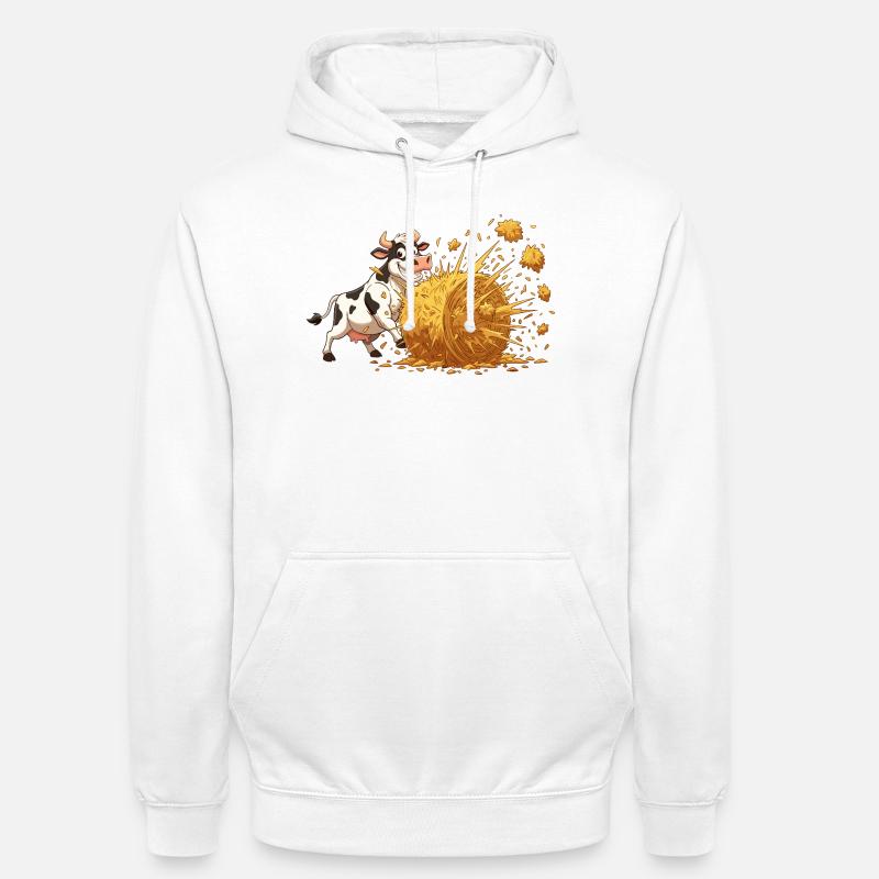 Explosion de vache et de foin - Sweat-shirt à capuche unisexe - blanc