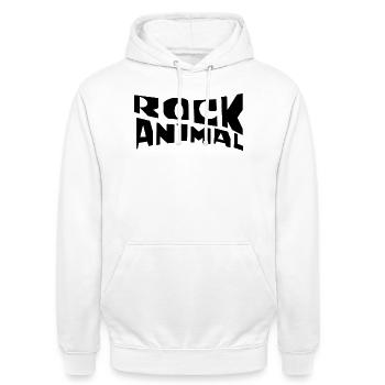 rock animal typography logo design - Unisex Hoodie - white - Front - AI Model Male 185 dark (185cm) & AI Model Female 172 dark (172cm)