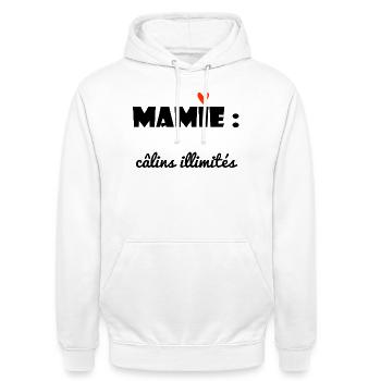 GRANNY. MAMMA. GRANDMOTHER. MOTHER'S DAY. - Unisex Hoodie - white - Front - AI Model Male 185 dark (185cm) & AI Model Female 172 dark (172cm)