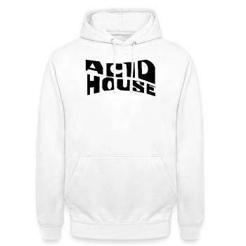 Acid House Musik-Logo-Design - Unisex Hoodie - Weiß - Vorne - AI Model Male 185 dark (185cm) & AI Model Female 172 dark (172cm)