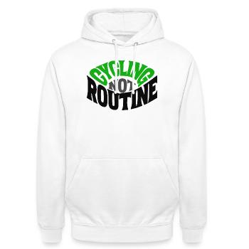 CYCLING ROUTINE - Unisex Hoodie - Weiß - Vorne - AI Model Male 185 dark (185cm) & AI Model Female 172 dark (172cm)