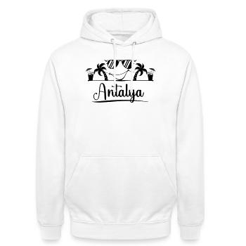 Antalya - Sweat-shirt à capuche unisexe - blanc - Devant - AI Model Male 185 dark (185cm) & AI Model Female 172 dark (172cm)