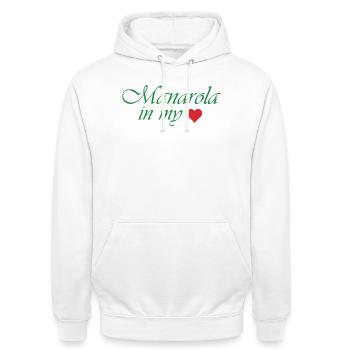 Manarola in meinem Herzen - Unisex Hoodie - Weiß - Vorne - AI Model Male 185 dark (185cm) & AI Model Female 172 dark (172cm)