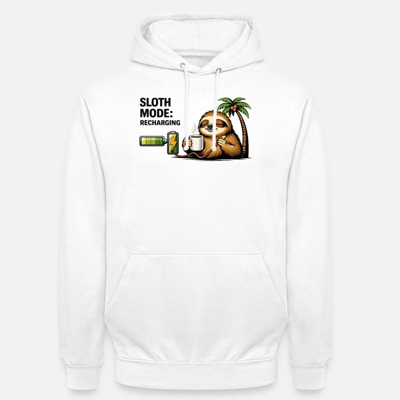 Sloth Mode Recharging Coffee - Unisex Hoodie - white