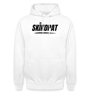 SKIKOPAT! - Unisex Hoodie - Weiß - Vorne - AI Model Male 185 dark (185cm) & AI Model Female 172 dark (172cm)