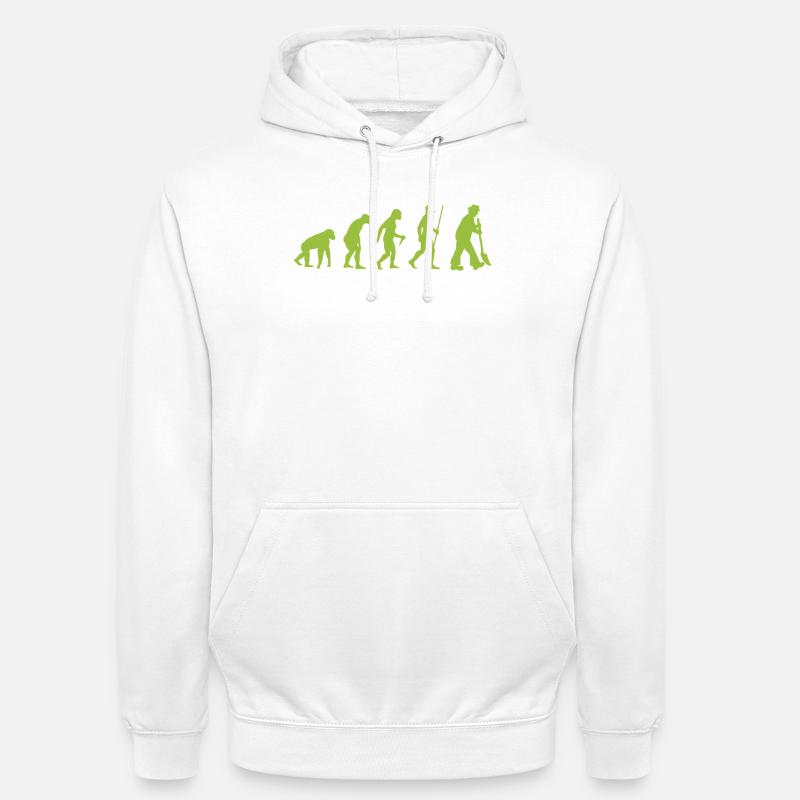 Evolution - vom Urmensch zum Gartenfreund - Unisex Hoodie - Weiß