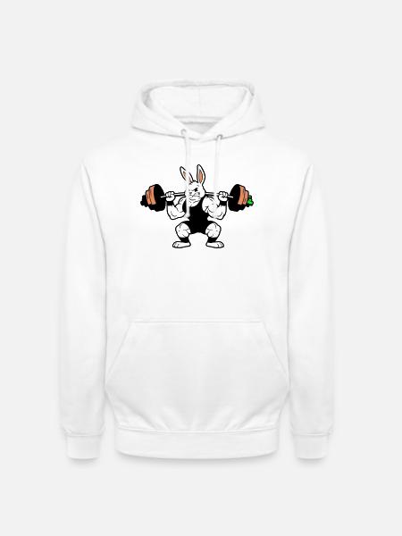 Muskel Hase Karotten Hantel - Unisex Hoodie - Weiß