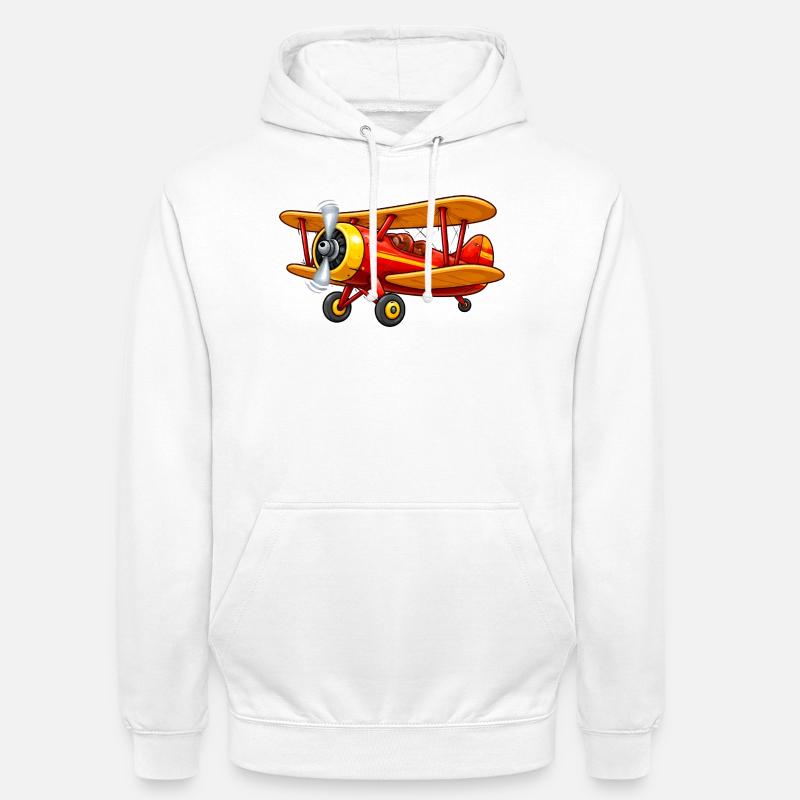 Motif d’avion biplan Dessin animé rétro - Sweat-shirt à capuche unisexe - blanc