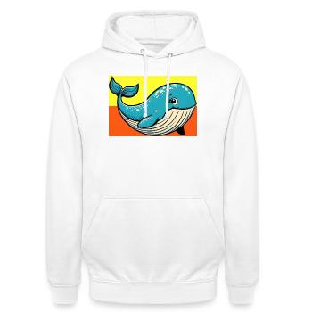 Wal - Unisex Hoodie - Weiß - Vorne - AI Model Male 185 dark (185cm) & AI Model Female 172 dark (172cm)