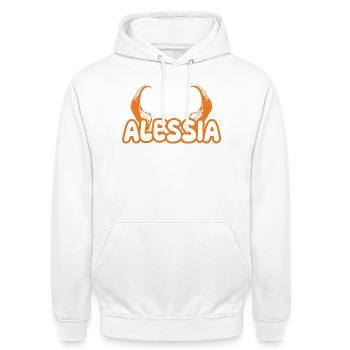 Cadeau pour Alessia - Sweat-shirt à capuche unisexe - blanc - Devant - AI Model Male 185 dark (185cm) & AI Model Female 172 dark (172cm)