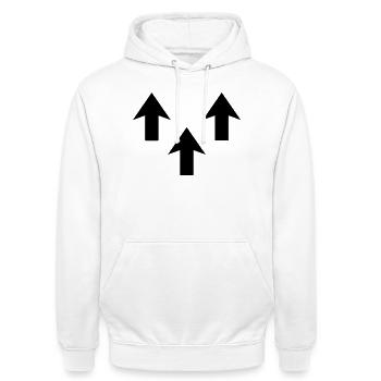 Pfeile - Unisex Hoodie - Weiß - Vorne - AI Model Male 185 dark (185cm) & AI Model Female 172 dark (172cm)