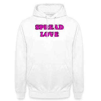Spread Love Bold Typography - Unisex Hoodie - white - Front - AI Model Male 185 dark (185cm) & AI Model Female 172 dark (172cm)