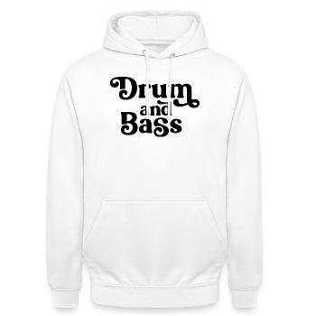 Drum and Bass Bold Typography - Unisex Hoodie - white - Front - AI Model Male 185 dark (185cm) & AI Model Female 172 dark (172cm)