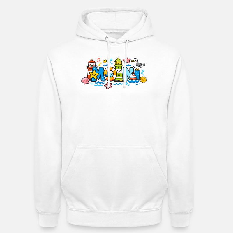 MOIN Möwe Leuchtturm Maritim Bunt - Unisex Hoodie - Weiß