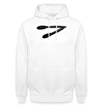 Silhouette des pinces barbecue - Sweat-shirt à capuche unisexe - blanc - Devant - AI Model Male 185 dark (185cm) & AI Model Female 172 dark (172cm)