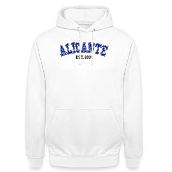 Alicante Fondée en 2006 - Sweat-shirt à capuche unisexe - blanc - Devant - AI Model Male 185 dark (185cm) & AI Model Female 172 dark (172cm)