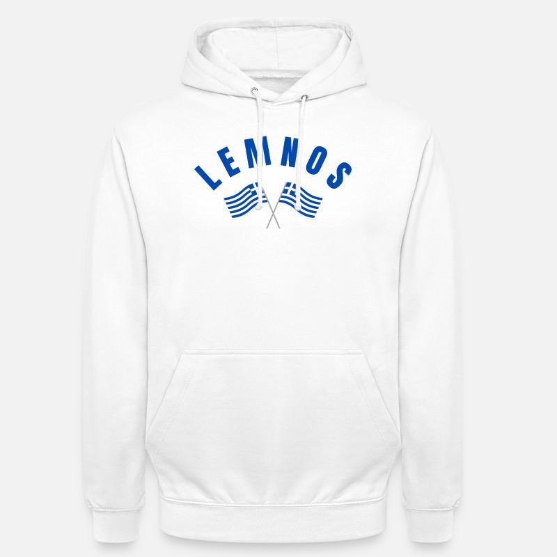 Lemnos Drapeaux Grecs Traversés - Sweat-shirt à capuche unisexe - blanc
