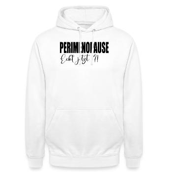 Wechseljahre PERIMENOPAUSE - Unisex Hoodie - Weiß - Vorne - AI Model Male 185 dark (185cm) & AI Model Female 172 dark (172cm)