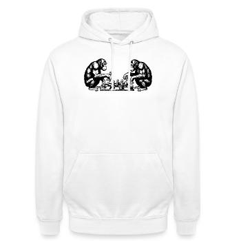 Affen spielen Schach-T-Shirt - Unisex Hoodie - Weiß - Vorne - AI Model Male 185 dark (185cm) & AI Model Female 172 dark (172cm)