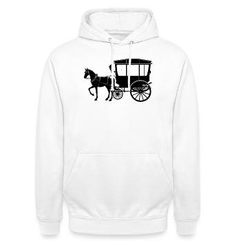 Amish-Pferdekutsche - Unisex Hoodie - Weiß - Vorne - AI Model Male 185 dark (185cm) & AI Model Female 172 dark (172cm)