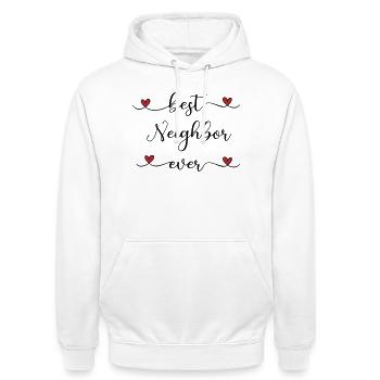 bester Nachbar - Unisex Hoodie - Weiß - Vorne - AI Model Male 185 dark (185cm) & AI Model Female 172 dark (172cm)