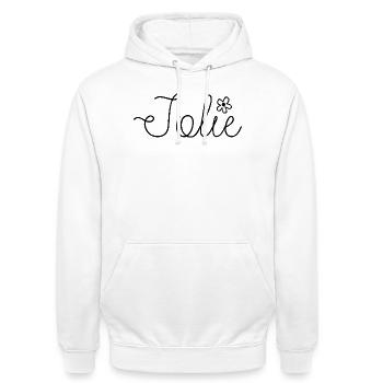 Jolie - Idée cadeau original femme - Sweat-shirt à capuche unisexe - blanc - Devant - AI Model Male 185 dark (185cm) & AI Model Female 172 dark (172cm)