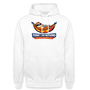 Lazy day in the hammock - Unisex Hoodie - white - Front - AI Model Male 185 dark (185cm) & AI Model Female 172 dark (172cm)