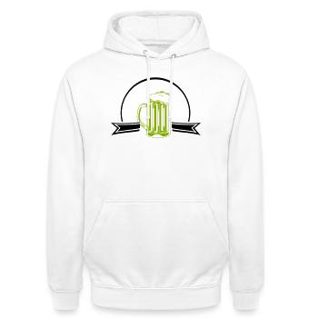 Grüner Neon Bierkrug Outline - Unisex Hoodie - Weiß - Vorne - AI Model Male 185 dark (185cm) & AI Model Female 172 dark (172cm)