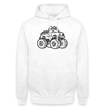 Monstertruck - Unisex Hoodie - Weiß - Vorne - AI Model Male 185 dark (185cm) & AI Model Female 172 dark (172cm)