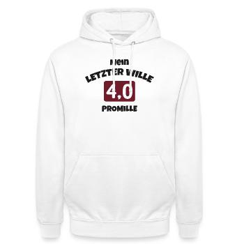 Mein-letzter-wille - Unisex Hoodie - Weiß - Vorne - AI Model Male 185 dark (185cm) & AI Model Female 172 dark (172cm)