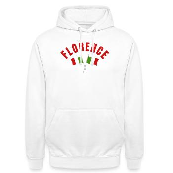 Florenz Italienisches Fahnenwappen Emblem - Unisex Hoodie - Weiß - Vorne - AI Model Male 185 dark (185cm) & AI Model Female 172 dark (172cm)
