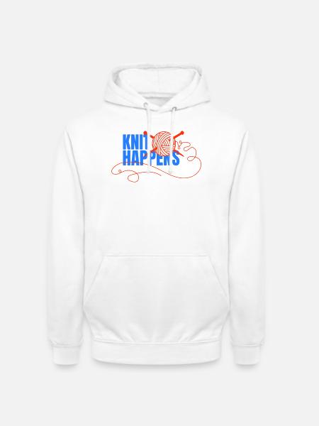 Knit Happens Logo Knit Design - Unisex Hoodie - white