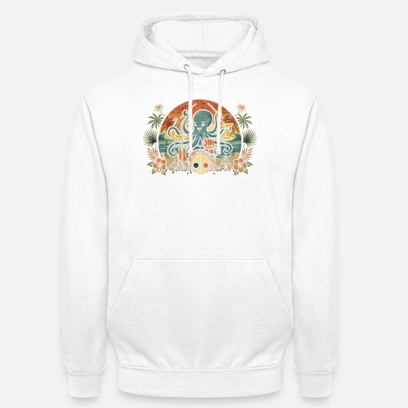 Percussionniste Tropical Octopus - Sweat-shirt à capuche unisexe - blanc