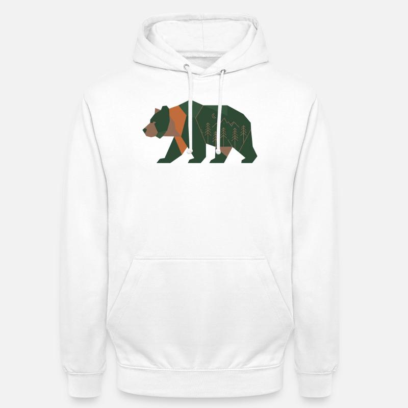 Geometric Forest Bear Moonlight - Unisex Hoodie - white