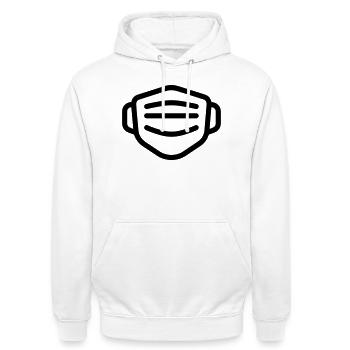 Maske - Unisex Hoodie - Weiß - Vorne - AI Model Male 185 dark (185cm) & AI Model Female 172 dark (172cm)