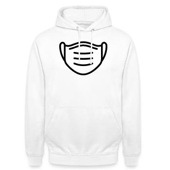 Maske - Unisex Hoodie - Weiß - Vorne - AI Model Male 185 dark (185cm) & AI Model Female 172 dark (172cm)