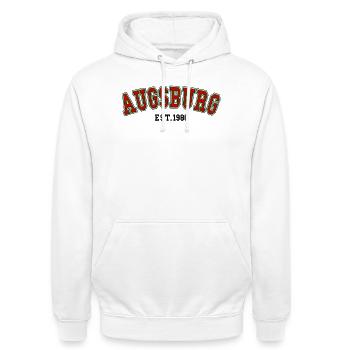 Augsbourg Fondée en 1986 - Sweat-shirt à capuche unisexe - blanc - Devant - AI Model Male 185 dark (185cm) & AI Model Female 172 dark (172cm)