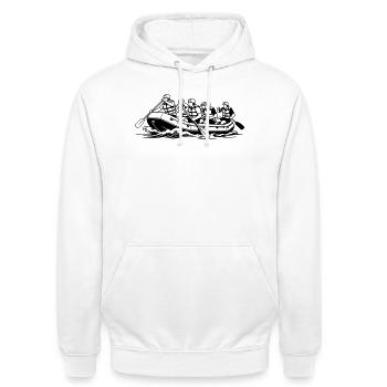 Rafting - Unisex Hoodie - Weiß - Vorne - AI Model Male 185 dark (185cm) & AI Model Female 172 dark (172cm)